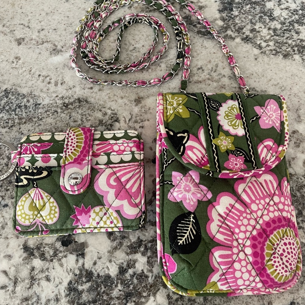 Vera Bradley chain crossbody with matching card wallet